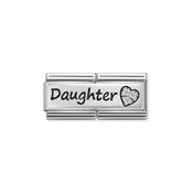 Composable DOUBLE Classic SYMBOLS steel Cub zircon and 925 sterling silver Daughter