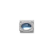 Composable Classic STONES in stainless steel with 925 sterling silver setting and detail light blue topaz