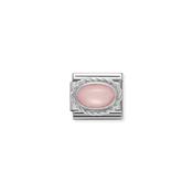 Comp. Classic hard stones stainless steel, rich 925 sterling silver setting PINK OPAL