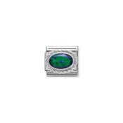 Comp. Classic hard stones stainless steel, rich 925 sterling silver setting Green Opal