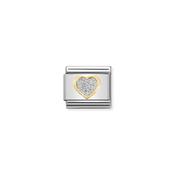 Composable Classic GLITTER SYMBOLS in steel, enamel and 18k gold SILVER heart