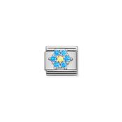 Composable CL SYMBOLS steel, Cz and 925 sterling silver RICH LIGHT BLUE and YELLOW flower