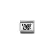 Composable Classic PLATES (IC) steel and 925 sterling silver Butterfly FLOWERS