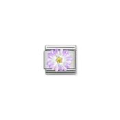 Composable CL SIMBOLS stainless steel, enamel, Cub. Zirc and 925 sterling silver PURPLE flower