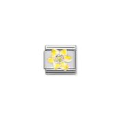 Composable CL SIMBOLS stainless steel, enamel, Cub. Zirc and 925 sterling silver Narcissus YELLOW