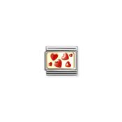 Composable Classic PLATES steel , enamel and 18k gold Hearts plate