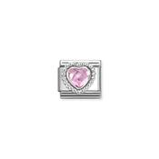 Composable CL CZ FACETED, steel with RICH SETTING HEART DOTS 925 silver PINK image