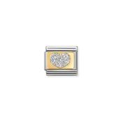 Composable Classic GLITTER PLATES in steel, enamel and 18k gold SILVER heart