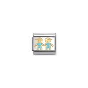 Composable Classic SYMBOLS steel, enamel and 18k gold BLUE brothers