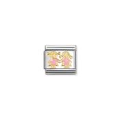 Composable Classic SYMBOLS steel, enamel and 18k gold PINK Sisters