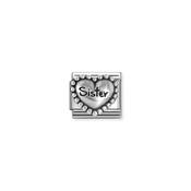 Composable Classic OXIDIZED SYMBOLS in st.steel and 925 sterling silver Heart with dots Sister