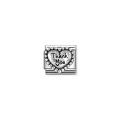 Composable Classic OXIDIZED SYMBOLS in st.steel and 925 sterling silver Heart with dots Thank you