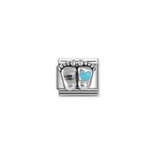 Composable Classic SYMBOLS in stainless steel, enamel and 925 sterling silver Light blue rounded feet