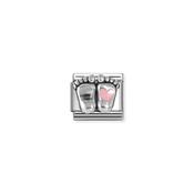 Composable Classic SYMBOLS in stainless steel, enamel and 925 sterling silver Pink rounded feet