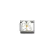 Composable Classic STONE SYMBOLS in steel and 18k gold Flower in WHITE MOTHER OF PEAR image