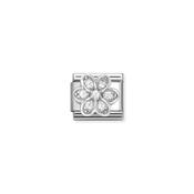 Composable CL SYMBOLS steel, Cz and 925 sterling silver RICH WHITE daisy