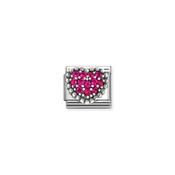 Composable CL OXIDIZED SYMBOLS in steel and Cubic zirconia and silver 925 RED dot heart