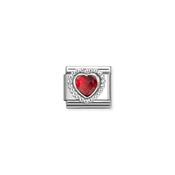 Composable CL CZ FACETED, steel with RICH SETTING HEART DOTS 925 silver RED image
