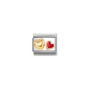 Composable Classic LOVE 2 stainless steel, enamel and 18k gold Red heart rounded heart