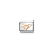 Composable Classic SYMBOLS steel, enamel and 9k rose gold White wings diamond heart