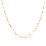 Golden Beaded &amp; Rubover Cz Necklace