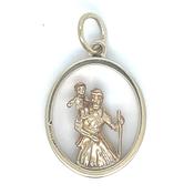 Vintage 9ct Yellow Gold Oval St Christopher Medal Pendant image