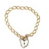 Vintage 9ct Yelow Gold Heart Lock Bracelet image