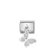COMPOSABLE CLASSIC CHARMS steel, 925 sterling silver and enamel GLITTER BUTTERFLY