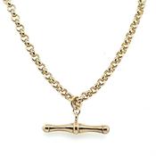 Vintage 9ct Yellow Gold 18” Round Belcher Chain With A Dog Bone T-Bar image
