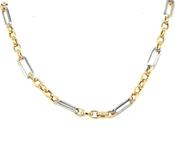 9ct Gold Two Tone Circle And Oval Link Necklace