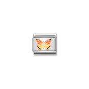 Composable Classic Symbols in stainless steel with 9k rose gold and CZ Rainbow Butterfly