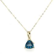 9ct Yellow Gold Earth Grown Trillion Cut London Blue Topaz Pendant image