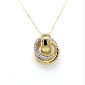 9ct Gold Two Tone Double Drop Circle Pendant