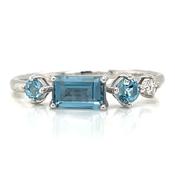 18ct White Gold Earth Grown Topaz And Diamond Ring