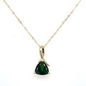 9ct Yellow Gold Earth Grown Trillion Cut Chrome Diopside Pendant