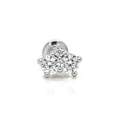 9ct White Gold Triple Round Cz Single Flatback Earring image