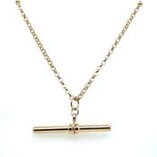 Vintage 9ct Yellow Gold 24” Round Belcher Chain With a Plain T-Bar image