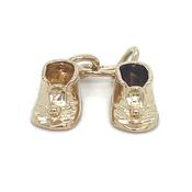 Vintage 9ct Yellow Gold Baby Boots Charm image