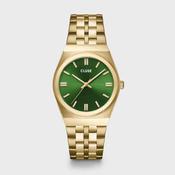 Retro 70's Watch Steel, Forest Green, Gold Colour image