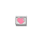 Composable CL SYMBOLS stainless steel, enamel, 1 Cub. Zirc and 925 sterling silver Pink heart