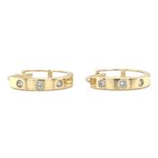 9ct Yellow Gold Flat Edge Cz Clicker Hoop