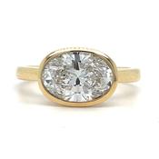 Inez - 18ct Yellow Gold Laboratory Grown 2.01ct Oval Bezel Set Diamond Ring image