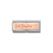 Composable Classic Double Engraved steel and 925 sterling silver CUSTOM God Daughter
