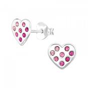 Childrens Sterling Silver Heart Earrrings With Pink Cz