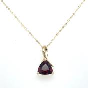 9ct Yellow Gold Earth Grown Trillion Cut Garnet Pendant