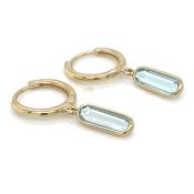 9ct Yellow Gold Earth Grown Blue Topaz Drop Earrings image