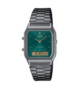 Casio Vintage Slim Silver &amp; Green Dial Watch