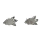 Sterling Silver Pear Cut Opal And Triple Cz Crown Stud Earrings image