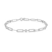 Ania Haie Silver Bezel Station Paper Clip Chain Bracelet
