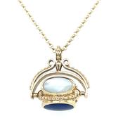 Vintage 9ct Yellow Gold Spinning Fob Pendant With Beaded Edge Detail image